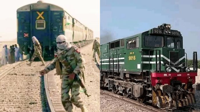 জাফর এক্সপ্রেস হাইজ্যাক (বাঁ দিকে), জাফর এক্সপ্রেস ফাইল ছবি (ডান দিকে)