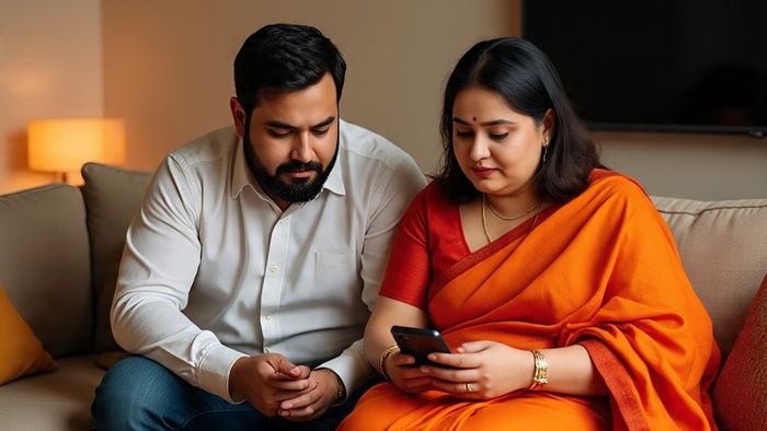 ওজন বাড়ছে ভারতীয় দম্পতিদের।-মেটা এআই ছবি