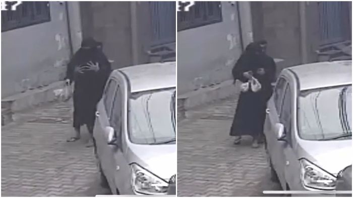 সিসিটিভি ফুটেজে দেখা যায়, মহিলা একা হেঁটে যাচ্ছেন, ঠিক তখনই লোকটি পিছন থেকে এসে হঠাৎ তাঁকে জাপটে ধরে।-ফাইল ছবি