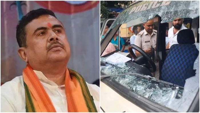 শুভেন্দু অধিকারীর কনভয়ে হামলা।-ফাইল ছবি