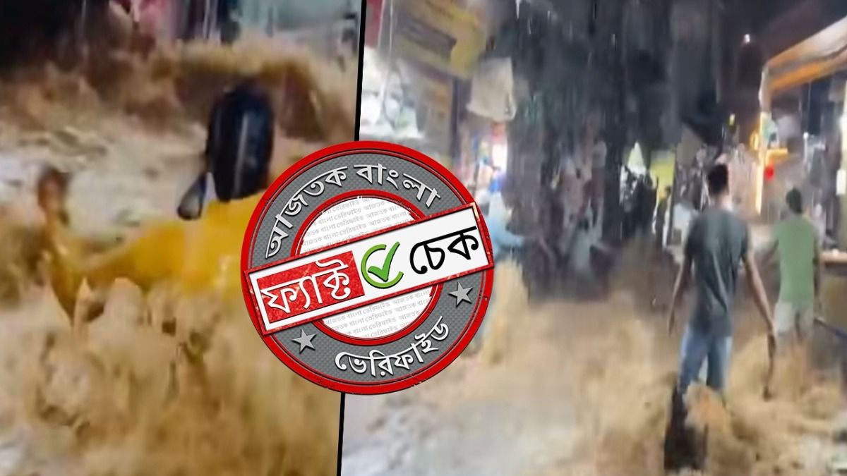 ফ্যাক্ট চেক: কলকাতায় বৃষ্টির জলের স্রোতে ভেসে গেলেন এক পথচারী? না, ভিডিওটি রাজস্থানের