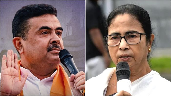 মমতা বন্দ্যোপাধ্যায় ও শুভেন্দু অধিকারী।-কোলাজ