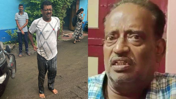 জীবনকৃষ্ণ সাহা (বাঁ দিকে), বাবা বিশ্বনাথ সাহা (ডান দিকে)