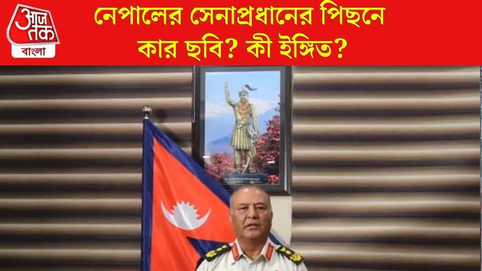 নেপালের রাজার ছবির সামনে সেনাপ্রধান