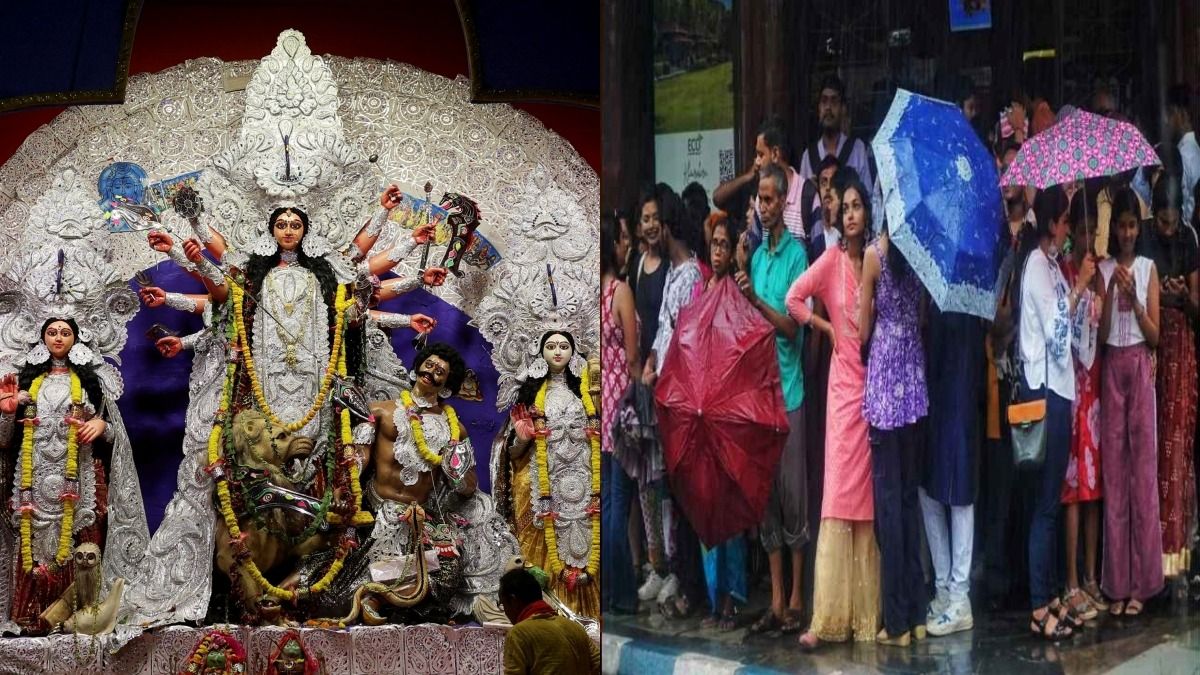 নবমীর দুপুরে ঝমঝমিয়ে বৃষ্টি নামল কলকাতায়, সন্ধ্যায় প্যান্ডেল হপিং পণ্ড হবে?