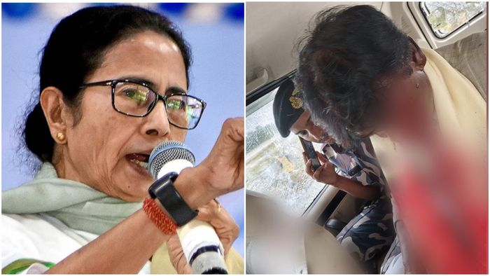 মমতা বন্দ্য়োপাধ্যায় ও খগেন মুর্মু।-কোলাজ