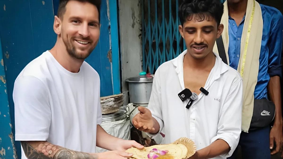 AI ছবি এবার বাস্তবে! রাজুদার পকেট পরোটা খাবেন মেসি