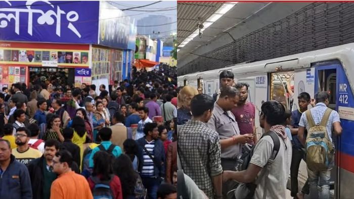 কলকাতা বইমেলা ও মেট্রো।-ফাইল ছবির কোলাজ