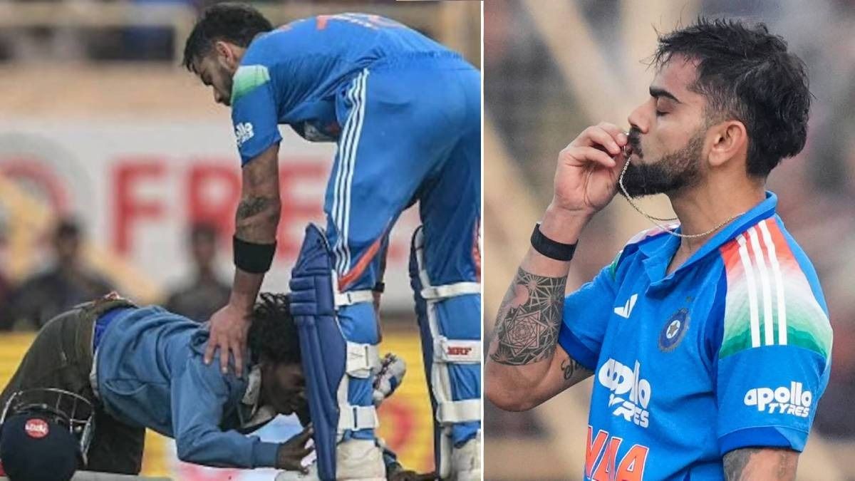 রাঁচিতে বিরাটের সেঞ্চুরি দেখে কোহলির পা ছুঁয়ে প্রণাম ভক্তের, VIDEO