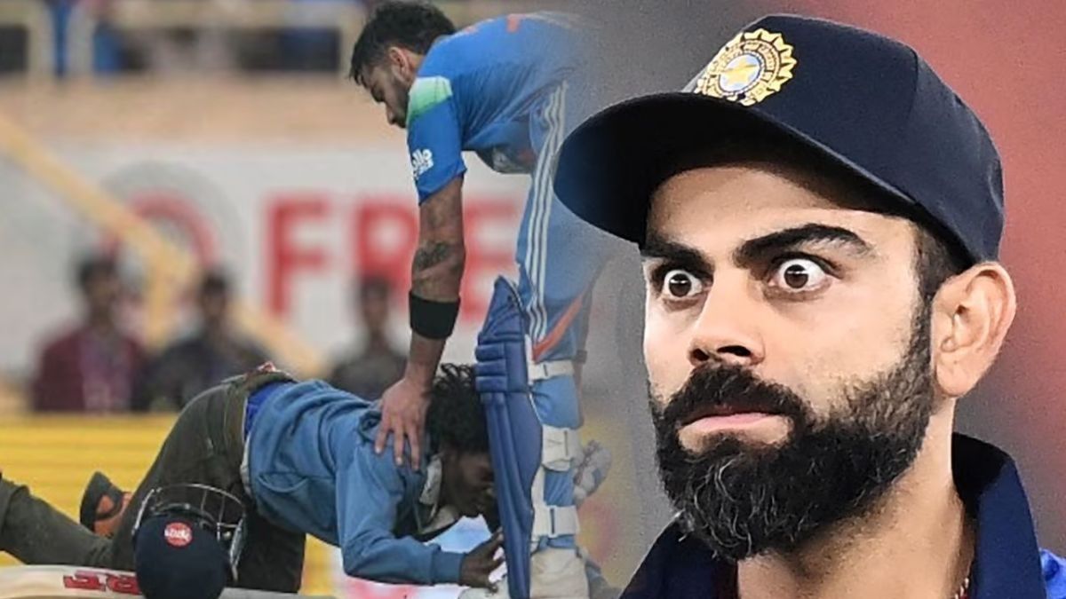 মাঠের ভিতরেই কোহলির পায়ে হুমড়ি খেয়ে পড়লেন ভক্ত, তারপর মাঠেই 'কুস্তি'...