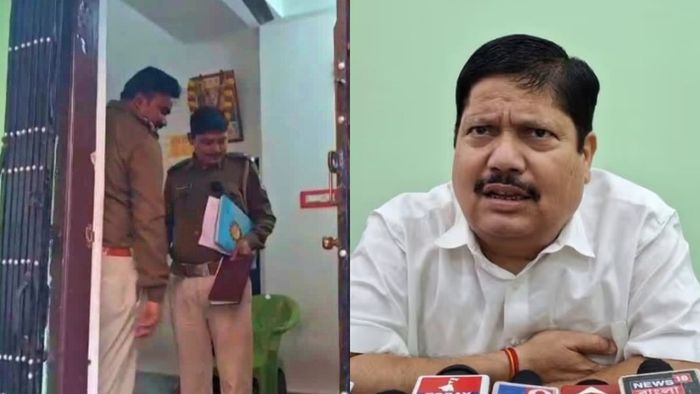 BLO-র বাড়িতে পুলিশ (বাঁ দিকে), অর্জুন সিং (ডান দিকে)