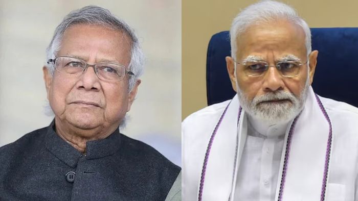 প্রধানমন্ত্রী মোদী ও ইউনূস।