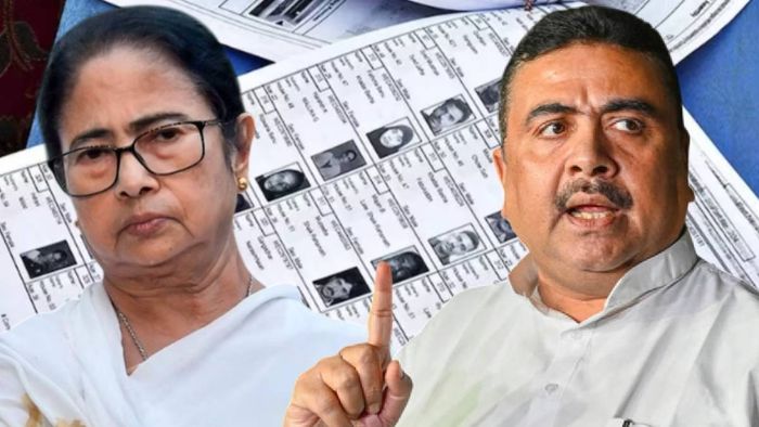 মমতা বন্দ্যোপাধ্যায় ও শুভেন্দু অধিকারী