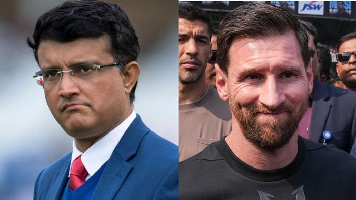 সৌরভ গাঙ্গুলি ও লিও মেসি।-ফাইল ছবি