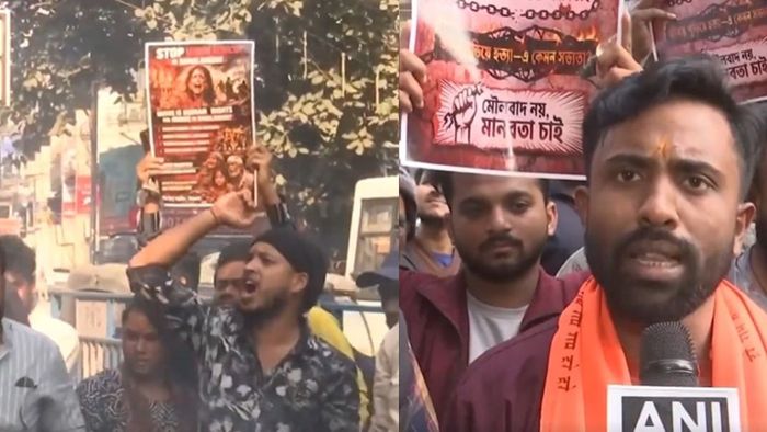 বাংলাদেশের সংখ্যালঘু হিন্দুদের উপর অত্যাচারের প্রতিবাদে রাস্তায় নামল সংগঠন।