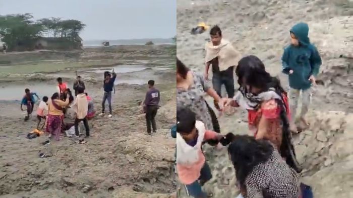 বাসন্তীতে মহিলাদের মার।-ভিডিও থেকে নেওয়া ছবি