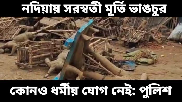 শান্তিপুরে সরস্বতীর মূর্তি ভাঙচুরের ঘটনায় ধর্মীয় যোগ নেই, দাবি করল পুলিশ