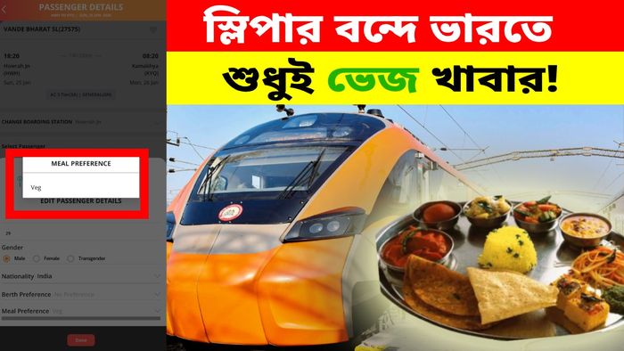 হাওড়া স্লিপার বন্দে ভারতে আপাতত নেই আমিষ খাবার