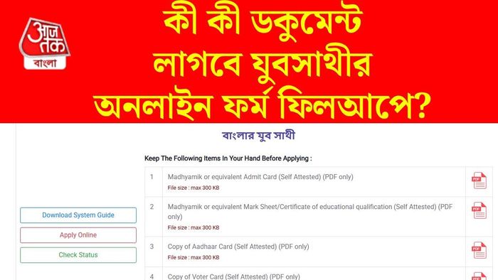 যুবসাথীর অনলাইন ফর্ম ফিলআপ