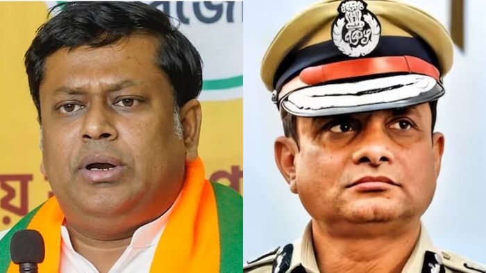 সুকান্ত মজুমদার ও প্রাক্তন ডিজি রাজীব কুমার।-ফাইল ছবি