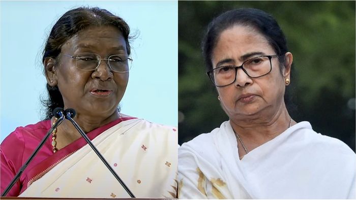 রাষ্ট্রপতি দ্রৌপদী মুর্মু ও মমতা বন্দ্যোপাধ্যায়।-ফাইল ছবি