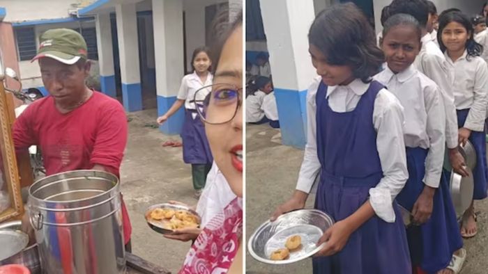 মিড ডে মিলে পড়ুয়াদের দেওয়া হল ফুচকা, Viral Video