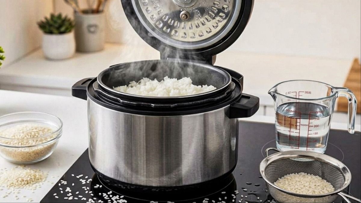 প্রেসার কুকারে ভাত 