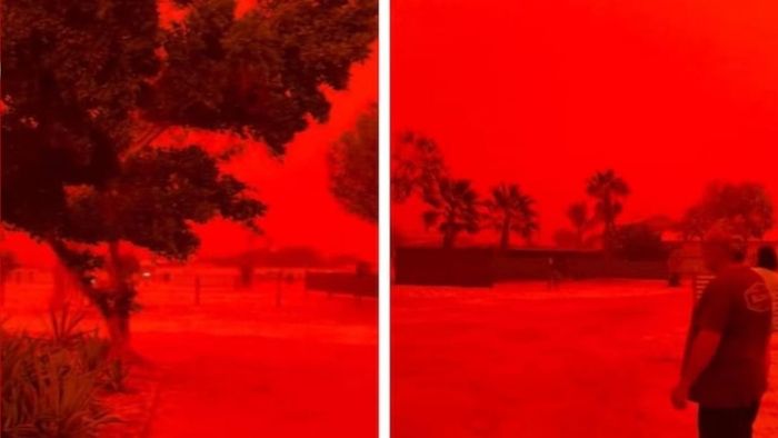 দিনের আলোতেও তৈরি হয়েছে এক অদ্ভুত ‘মঙ্গল গ্রহের মতো’ পরিবেশ।