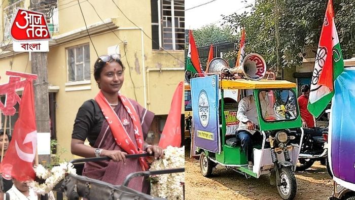 টোটোয় প্রচারে সিপিএম প্রার্থী দীপ্সিতা ধর।-ফাইল ছবি