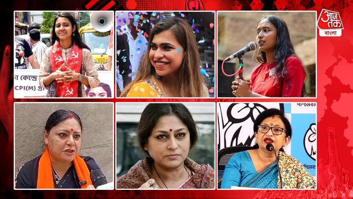 উপরে বাঁ দিক থেকে আফরিন, শ্রেয়া ও দীপ্সিতা। নীচে ডান দিক থেকে চন্দ্রিমা, রূপা ও অগ্নিমিত্রা