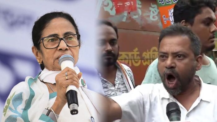 মমতার গাড়ি থেকে নেমে থ্রেট দিচ্ছে গুণ্ডারা!
