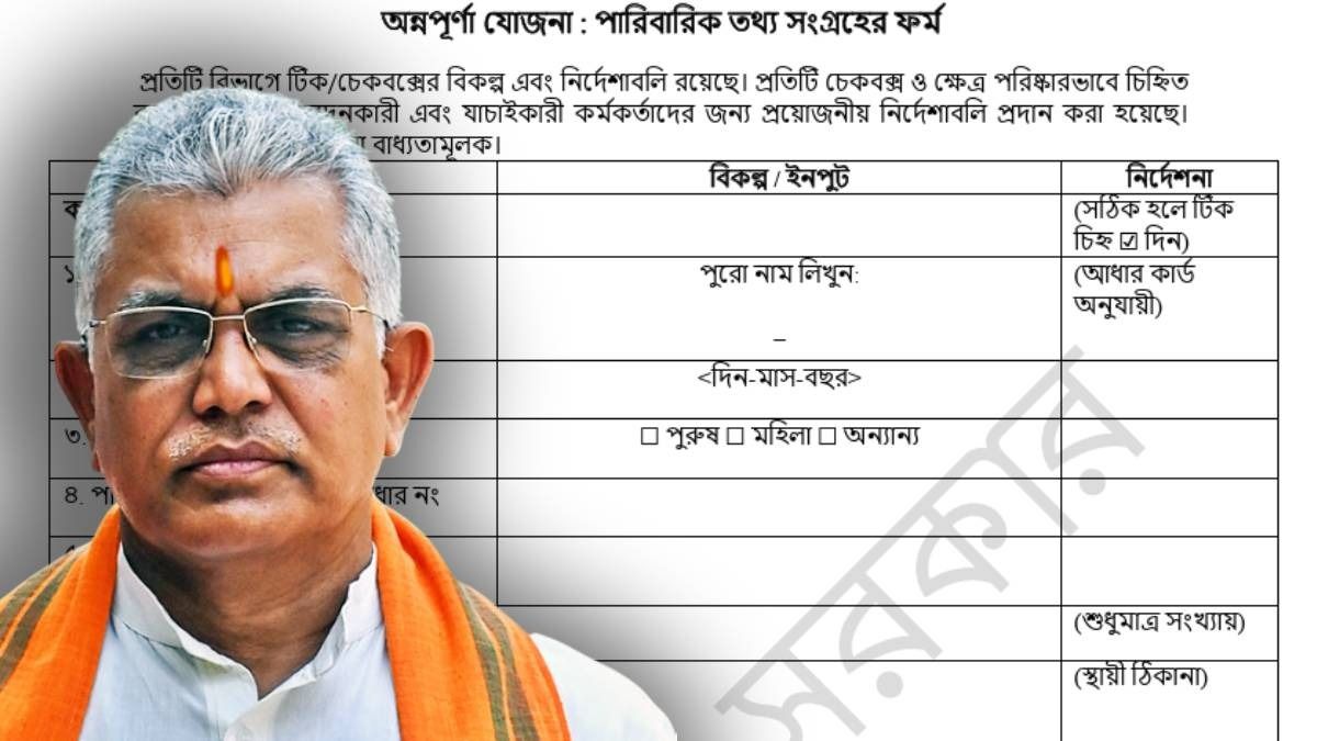 অন্নপূর্ণা ভাণ্ডারের ১২ পাতার ফর্ম