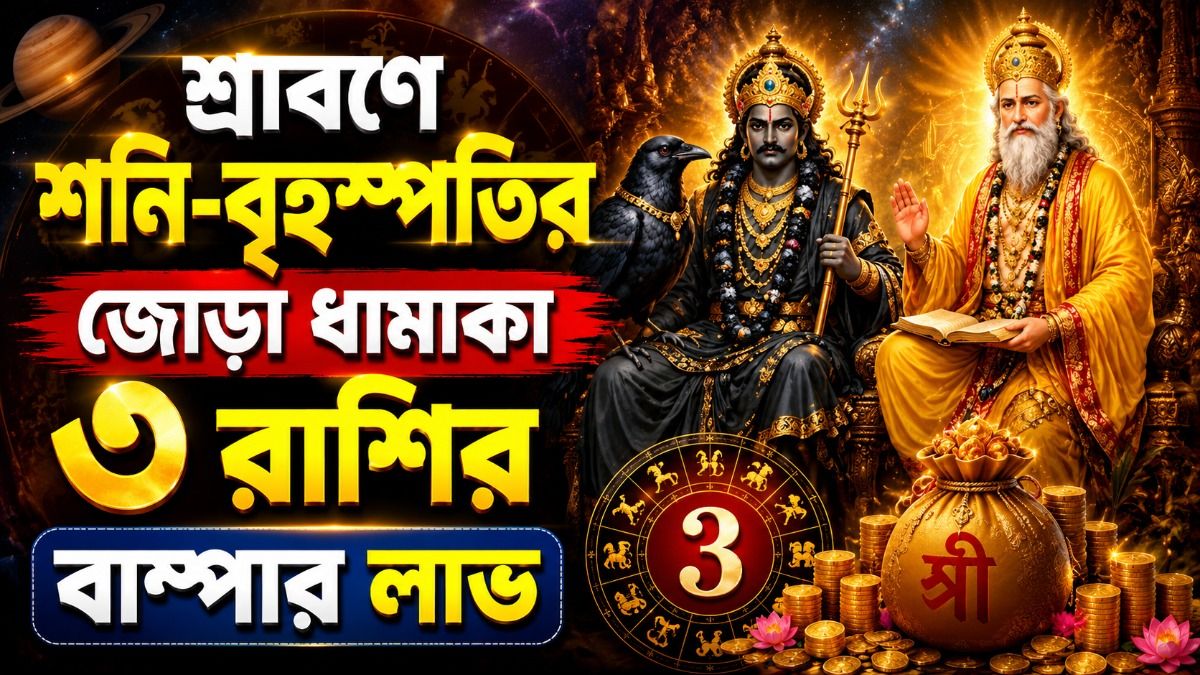 শ্রাবণে শনি বক্রী ও গুরু অস্তে জোড়া প্যাকেজ, ৩ রাশির রকেট গতিতে উন্নতি পাকা