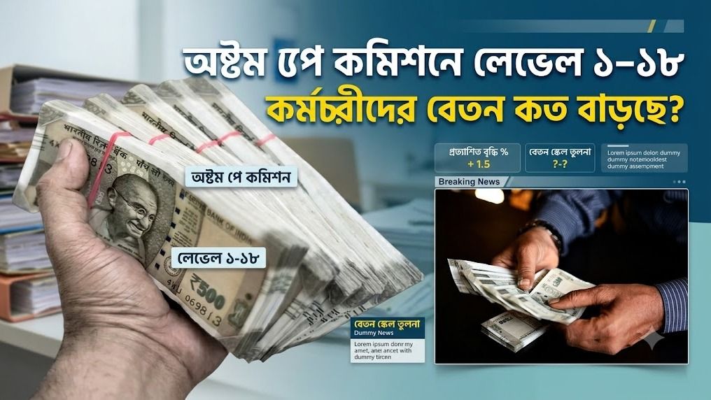 অষ্টম পে কমিশনে লেভেল ১–১৮ কর্মচারীদের বেতন কত বাড়ছে?