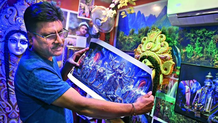 কুমোরটুলিতে হচ্ছে AI দুর্গা প্রতিমা।-সংগৃহীত ছবি