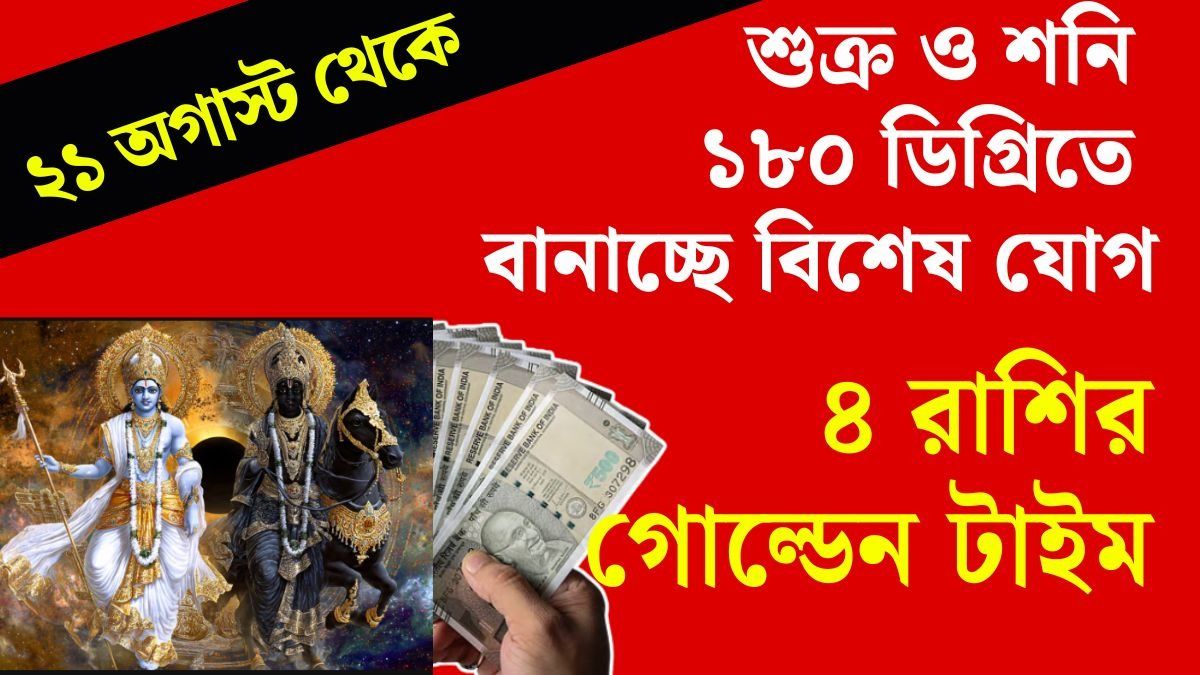 ২১ অগাস্ট শুক্র ও শনি বানাচ্ছে প্রতিযুতি যোগ, ৪ রাশির বিপুল অর্থলাভ, ভাগ্য খুলবে