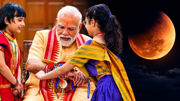 প্রধানমন্ত্রী মোদীকে রাখি পরাচ্ছে শিশুরা ২০২৫ সালের ফাইল ছবি