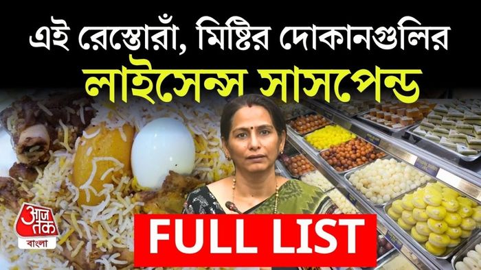 ফুড লাইসেন্স বাতিল এই রেস্তোরাঁ, মিষ্টির দোকানগুলির।