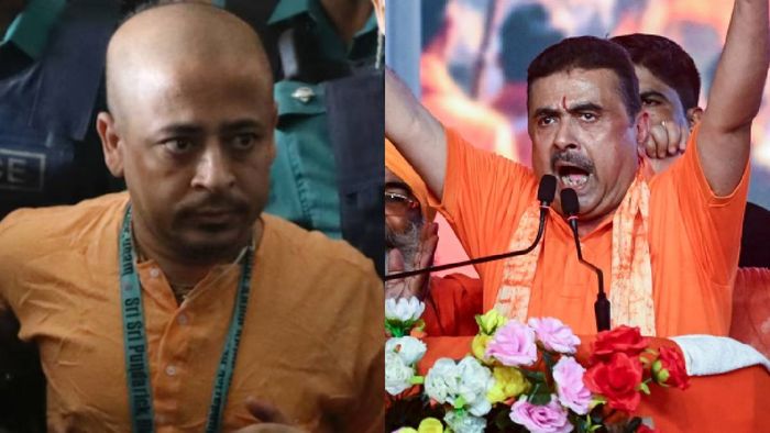 চিন্ময়কৃষ্ণ দাস নিয়ে কী বললেন মুখ্যমন্ত্রী শুভেন্দু অধিকারী? (ছবি: পিটিআই এবং রয়টার্স)