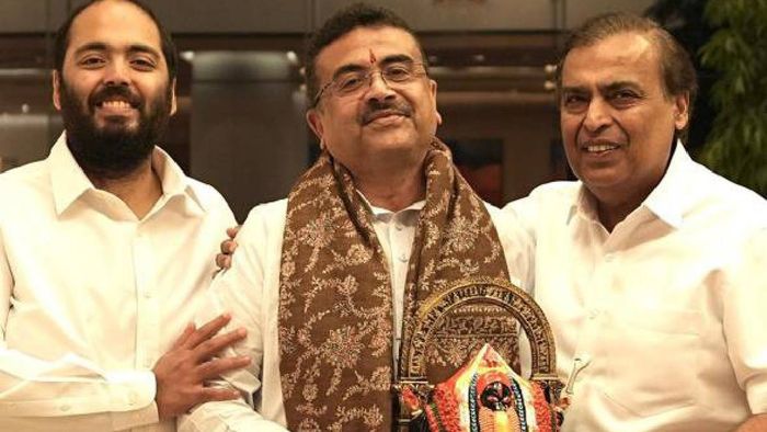 অনন্ত ও মুকেশ আম্বানির সঙ্গে মুখ্যমন্ত্রীর বৈঠক (ছবি: এক্স)