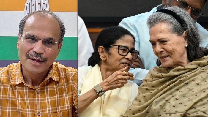 অধীর চৌধুরী, মমতা বন্দ্যোপাধ্যায় ও সনিয়া গান্ধী