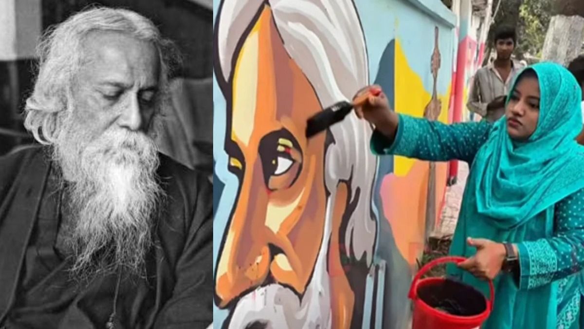 ফের বাংলাদেশে নিশানায় কবিগুরু, রবি ঠাকুরের গ্রাফিতিতে কালি, ধৃত ৪