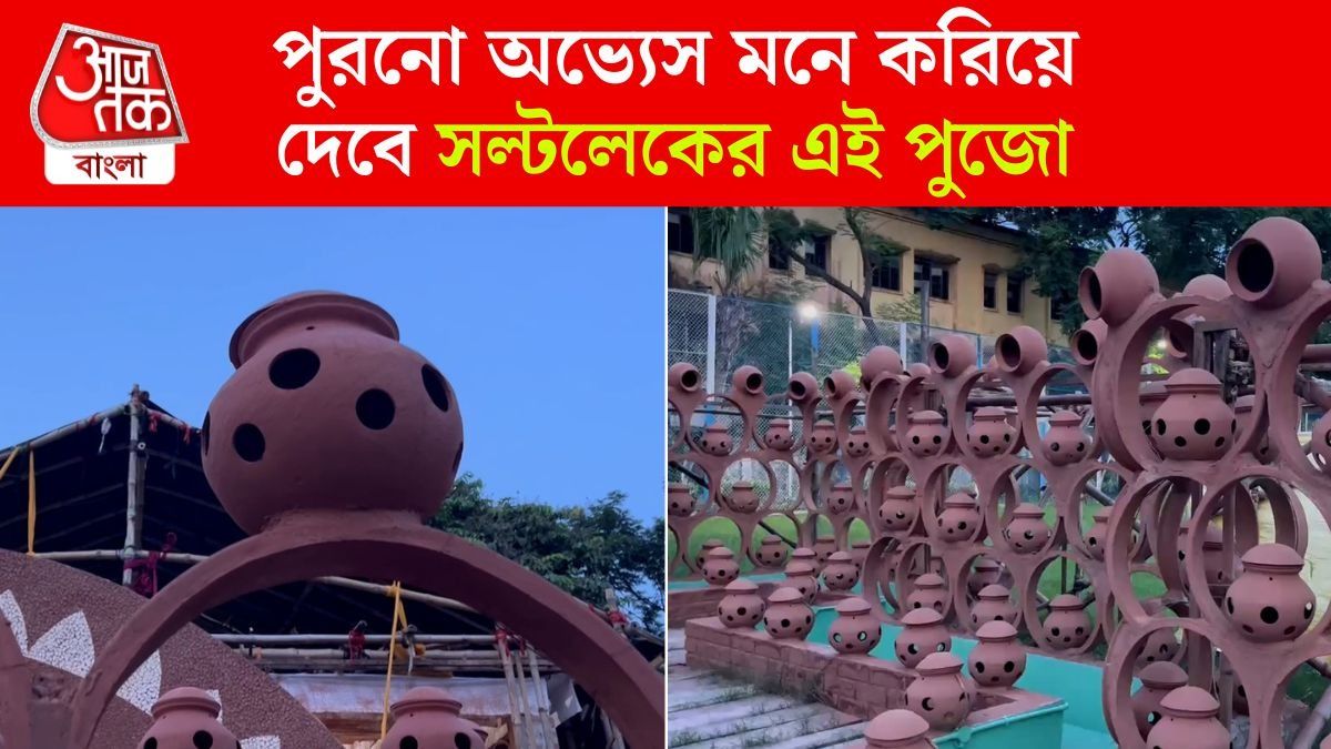 এসি ছাড়াই ঘর ঠান্ডা, শীতল জল! Durga Pujo 2025 এ Saltlake EC Block এর থিম 'নীর'