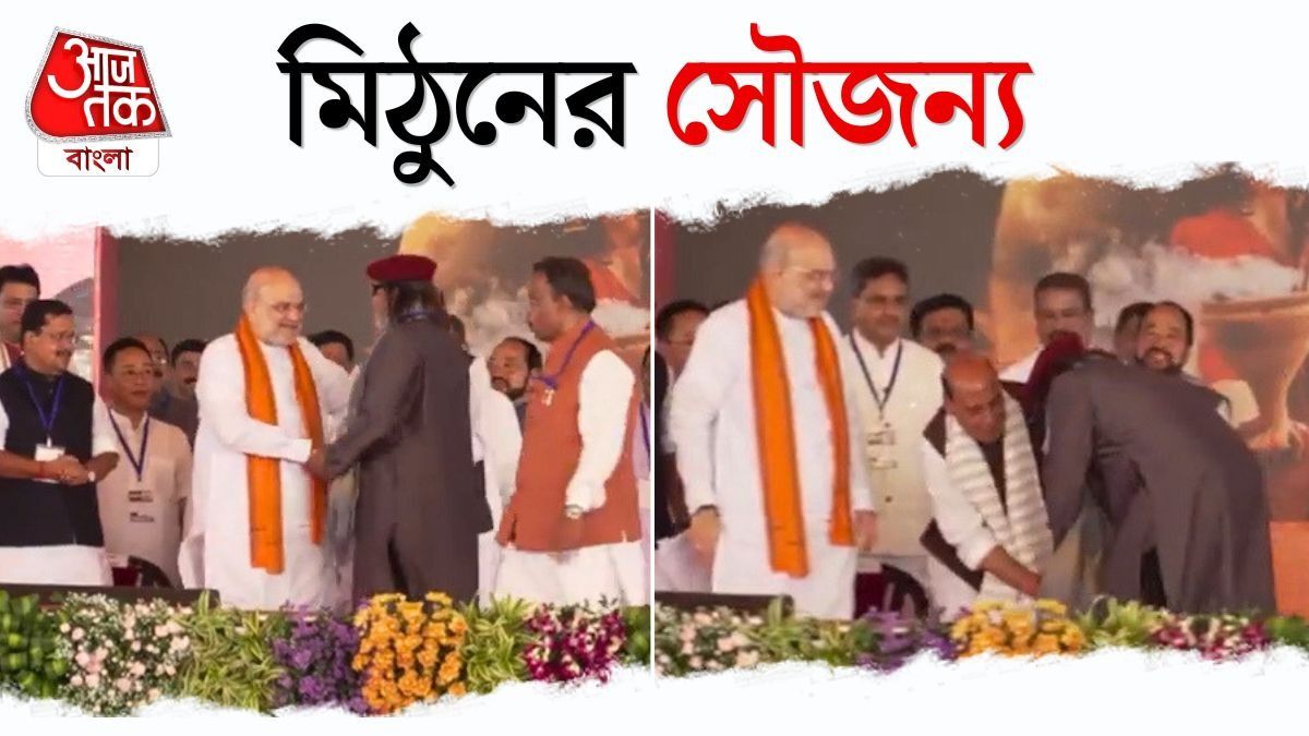 Mithun Chakraborty Touches Feet Of Rajnath Singh