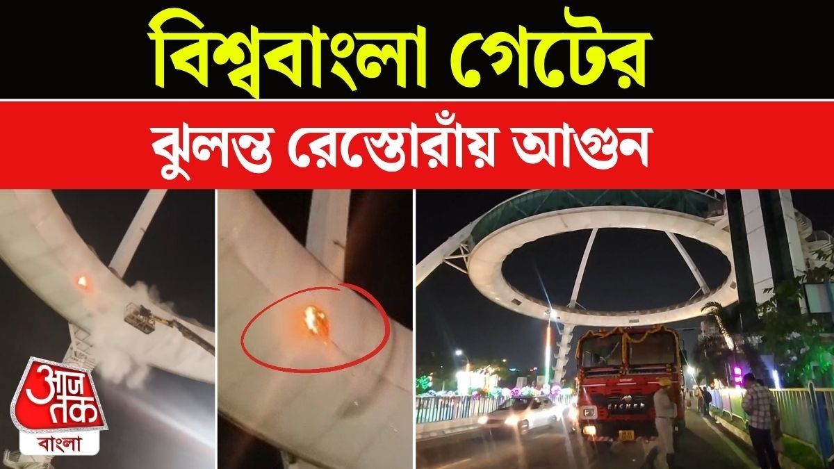 নিউটাউনের বিখ্যাত রেস্তরাঁয় কীভাবে আগুন? Biswa Bangla Gate Restaurant Fire Video
