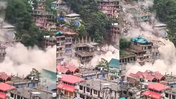 Kullu में कुदरत ने दिखाया खेल, 30 सेकेंड में 7 इमारतें गिरी Kullu में कुदरत ने दिखाया खेल, 30 सेकेंड में 7 इमारतें गिरी