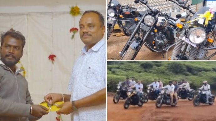 चाय कंपनी ने मालिक अपने कर्मचारियों को दिवाली गिफ्ट में रॉयल इनफिल्ड बुलेट देने का फैसला किया है चाय कंपनी ने मालिक अपने कर्मचारियों को दिवाली गिफ्ट में रॉयल इनफिल्ड बुलेट देने का फैसला किया है