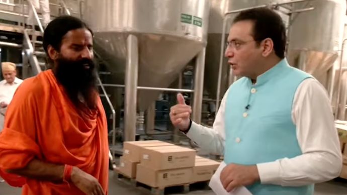 Swami Ramdev with Bttv managing editor Siddarth zarabi Baba Ramdev with Siddharth Zarabi