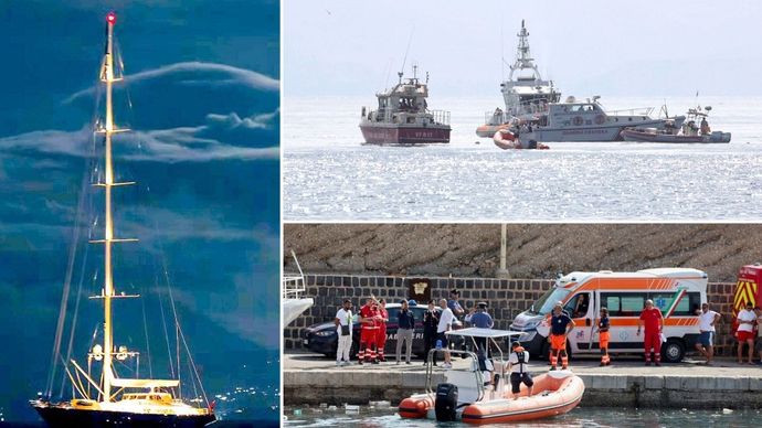 Italy में Sicily Island के पास सोमवार सुबह बेयेसियन नाम का एक लग्जरी शिप डूब गया