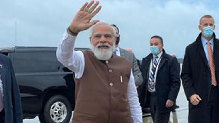 अमेरिका पहुंचने पर पीएम मोदी का जोरदार स्वागत (फोटो- ANI) 
